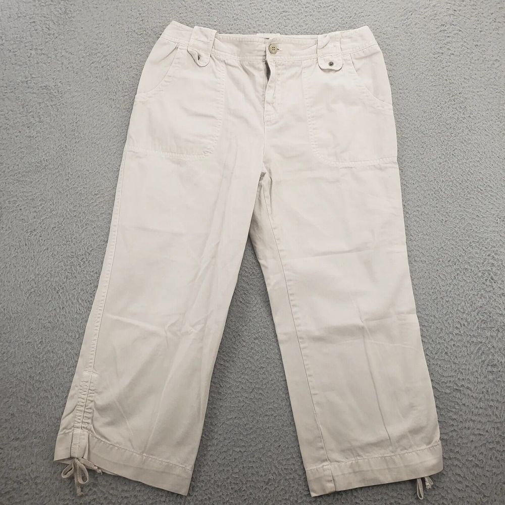 Caribbean Joe Pants Womens 8 Cream‎ Straight Leg High Rise Outdoor Camp